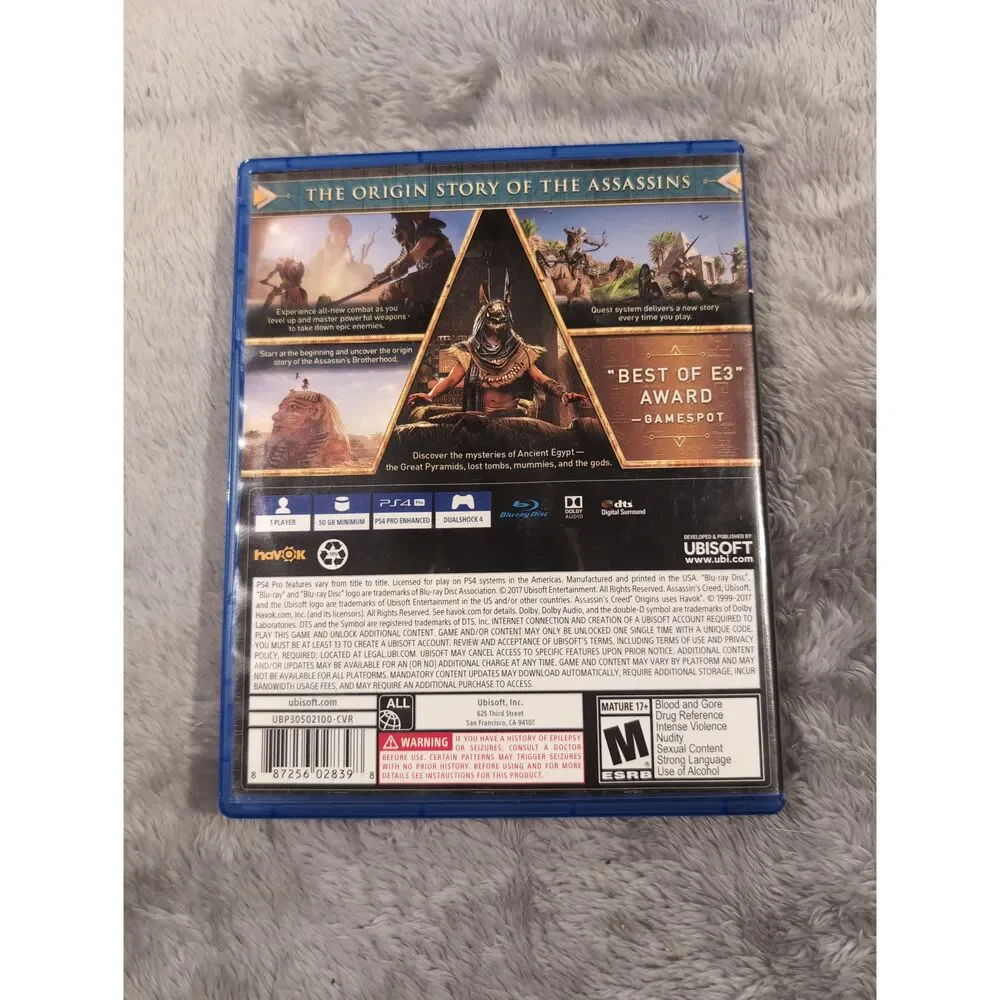 Ubisoft Assassins Creed Origins Adventure Action Game PS4 Blu Ray Disc M17+